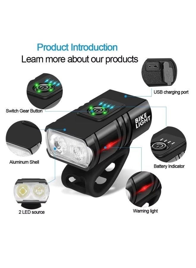 كيلا مصباح دراجة، مجموعة مصابيح دراجة قابلة لإعادة الشحن، مصابيح دراجة مقاومة للماء بدرجة IPX5 فائقة الجودة لركوب الدراجات ليلاً/أمان ركوب الدراجات، سهلة التركيب للرجال والنساء لركوب الدراجات على الطرق الجبلية (أسود), اغراض سيكل, كشاف سيكل, نور سيكل - Image 3