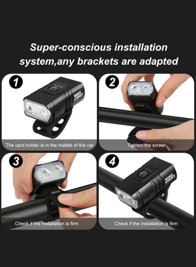 كيلا مصباح دراجة، مجموعة مصابيح دراجة قابلة لإعادة الشحن، مصابيح دراجة مقاومة للماء بدرجة IPX5 فائقة الجودة لركوب الدراجات ليلاً/أمان ركوب الدراجات، سهلة التركيب للرجال والنساء لركوب الدراجات على الطرق الجبلية (أسود), اغراض سيكل, كشاف سيكل, نور سيكل - Image 5