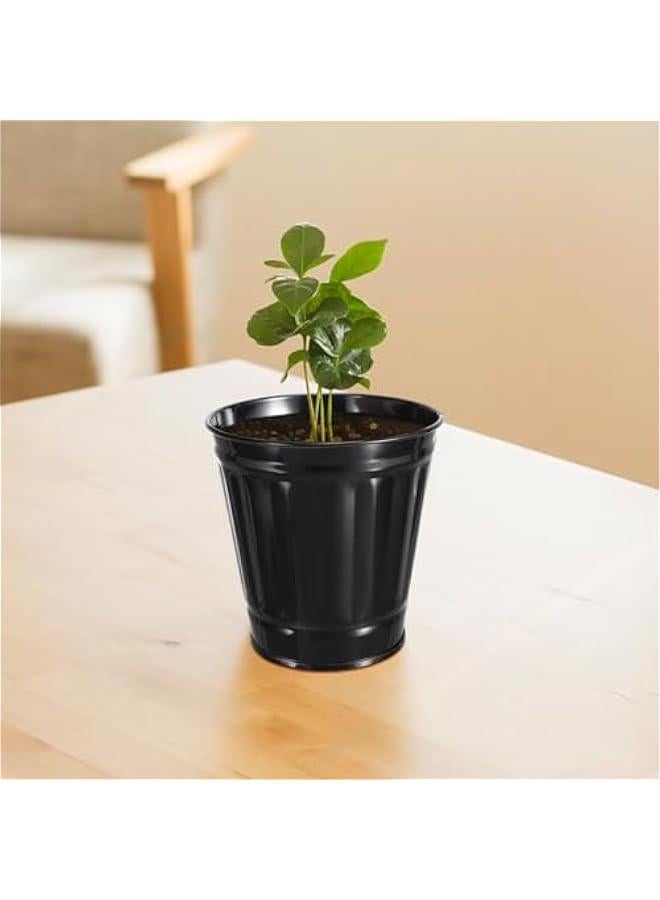 Arabest Small Black Metal Bucket with Lid for Tabletop Use as Tiny Wastebasket Flower Pot Pen Cup Holder.  - Image 4