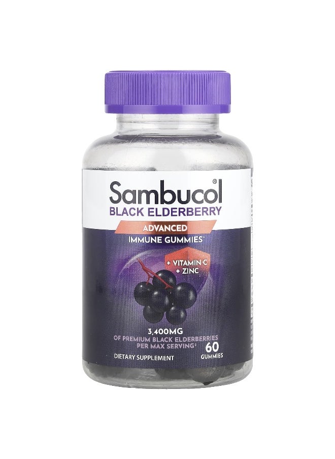 Sambucol Sambucol, Black Elderberry, Advanced Immune Gummies + Vitamin C + Zinc, 60 Gummies 