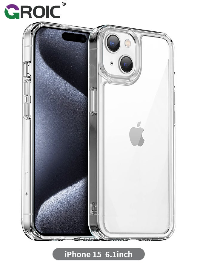 GROIC Compatible with iPhone 15 Case, Anti-Fingerprint Technology Easy to Hold Feels Velvety Soft Prevents Oily Smudges Tempering Glass Phone Cover for Women Men - Image 1