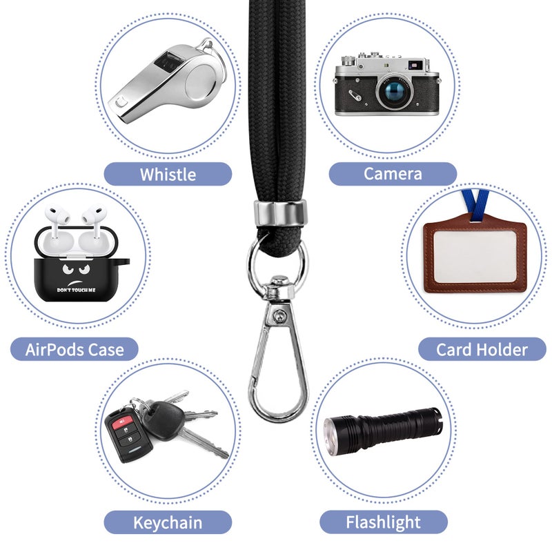 CACOE Cell Phone Lanyard 2 Pcs-1 Pcs Adjustable Neck Strap,1 Pcs Wrist Strap, 2 Pcs Pads, Universal Crossbody, Multifuctional Compatible with Most Smartphones(Black) - Image 3