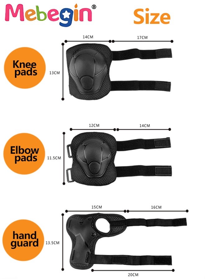 7 Pcs Multi-Sport Protective Gear Set with Adjustable Helmet Knee and Elbow Pads Wrist Guards fit for Multi Sports Scooter, Skateboarding, Biking, Roller Skating Black