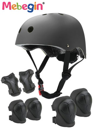 7 Pcs Multi-Sport Protective Gear Set with Adjustable Helmet Knee and Elbow Pads Wrist Guards fit for Multi Sports Scooter, Skateboarding, Biking, Roller Skating Black - pzsku/ZCE81C8A011B2F68389EEZ/45/1746231565/97e1ff2a-46b9-4e52-bab1-0d1ddc2d3862