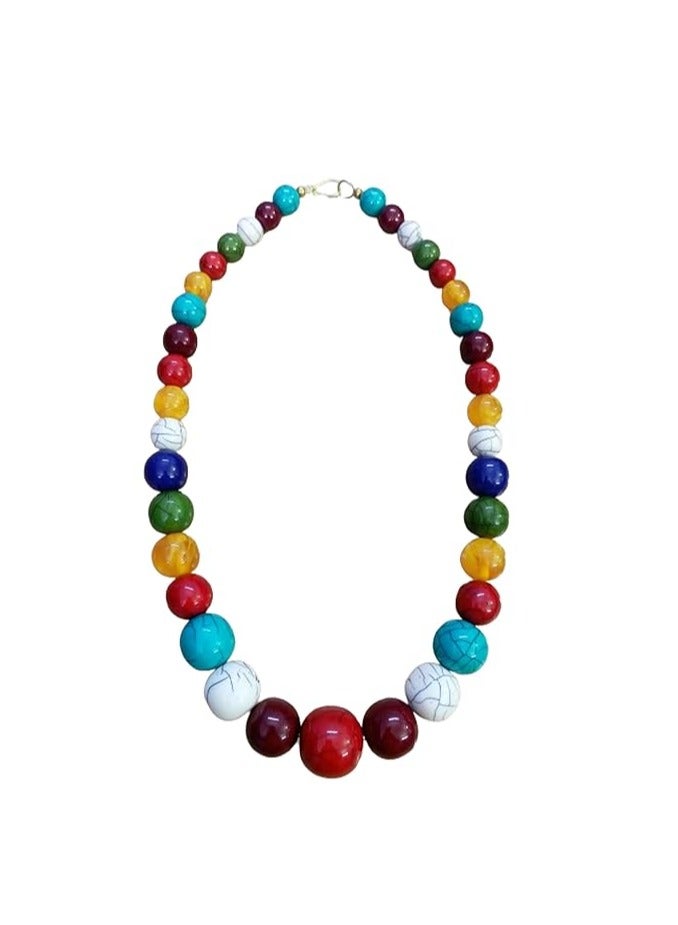 طقم عقد وحلق هندي هاند ميد من العظم الطبيعي – ألوان مالتي | قفل علوي | طول العقد 25 سم - Image 4