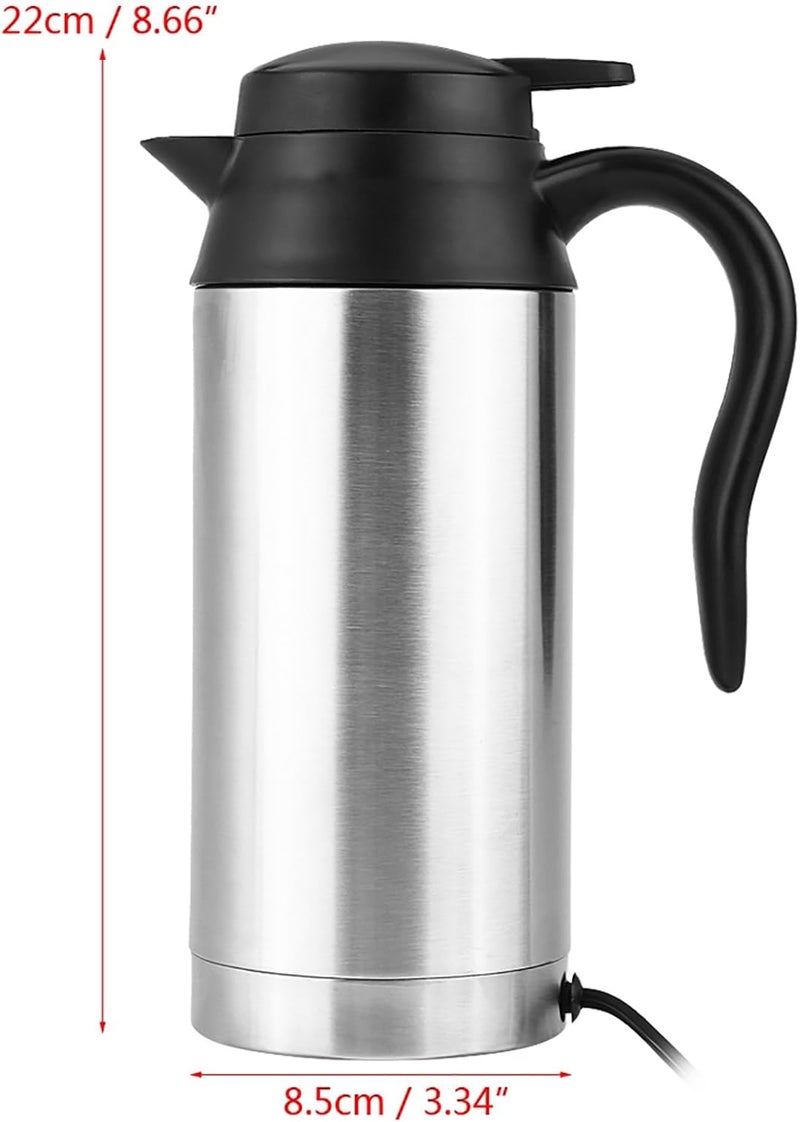 Ejoyous Electric Car Kettle, 750ml 12V Travel Car Heating Kettle Portable Stainless Steel Cigarette Lighter Heating Mug for Tea, Coffee - Image 3
