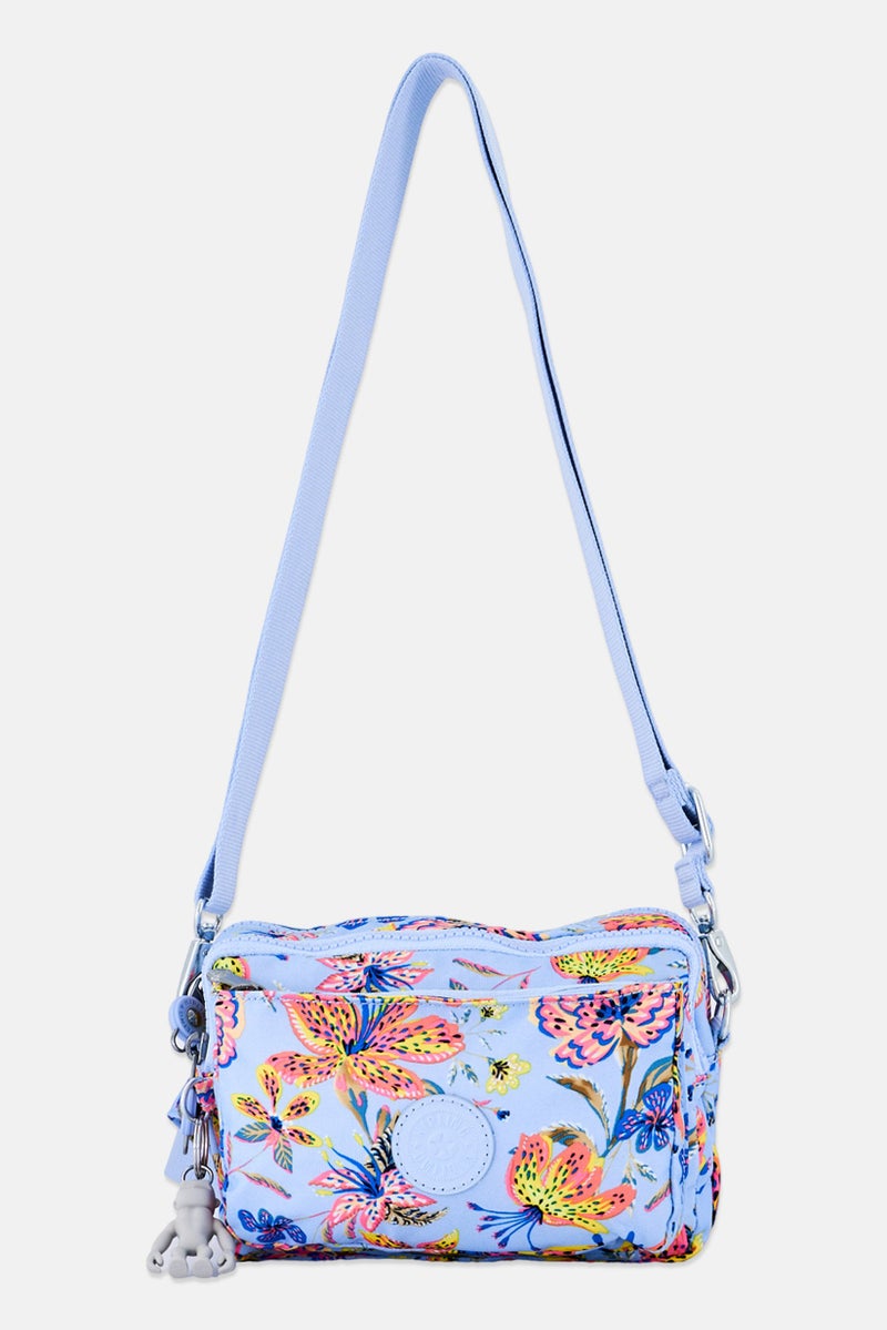 kipling حقيبة كتف مزخرفة بالورود للنساء مع حلقة مفاتيح، متعددة الألوان - Image 1