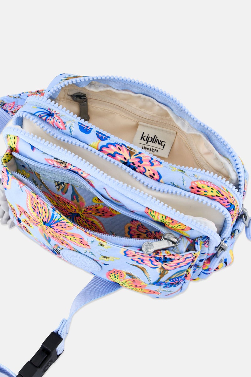 kipling حقيبة كتف مزخرفة بالورود للنساء مع حلقة مفاتيح، متعددة الألوان - Image 4