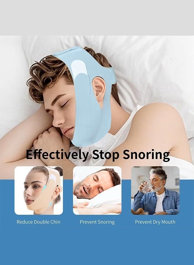 قناع V Line قابل لإعادة الاستخدام، حزام لتنحيف الوجه، ضمادة ضغط للرقبة والذقن، أجهزة مضادة للشخير قابلة للتهوية وقابلة لإعادة الاستخدام - Image 4