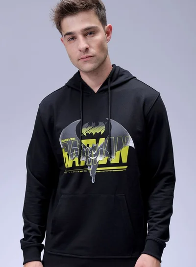 The Indian Garage Co Men Regular Fit Batman Overhead Hooded Sweatshirt
