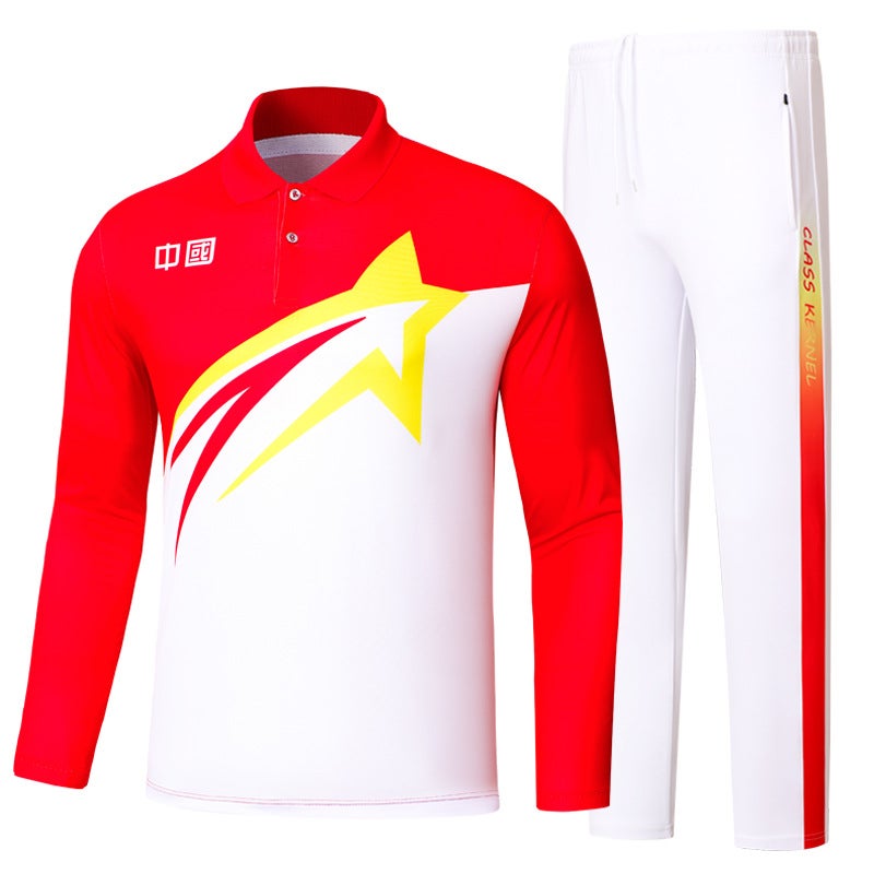New Summer Short-Sleeved T-Shirts For Men And Women With Lapels Chinese Sportswear Aerobics Square Dance Walking Out Of The Game - Image 1