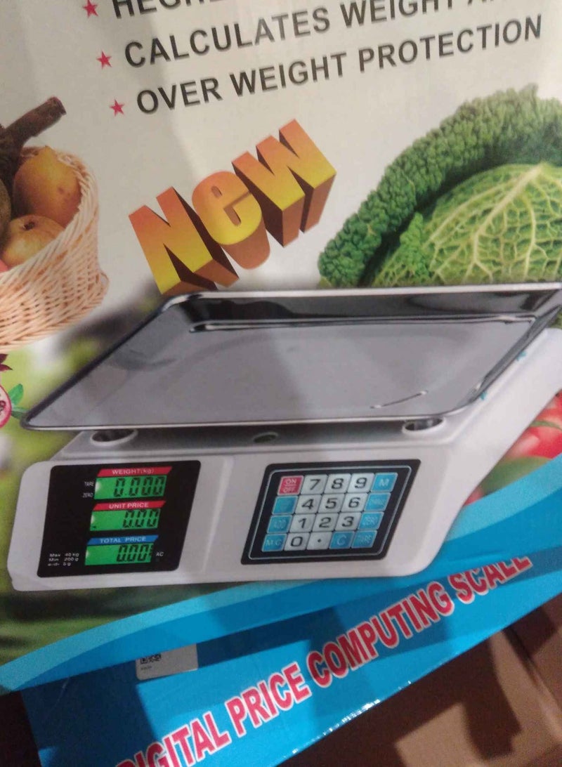 Digital Scale for Commercial Use, Dual LCD Display, Stainless Steel Platform, Rechargeable Battery, Ideal for Fruits, Vegetables, Meat, and Produce  - Image 1