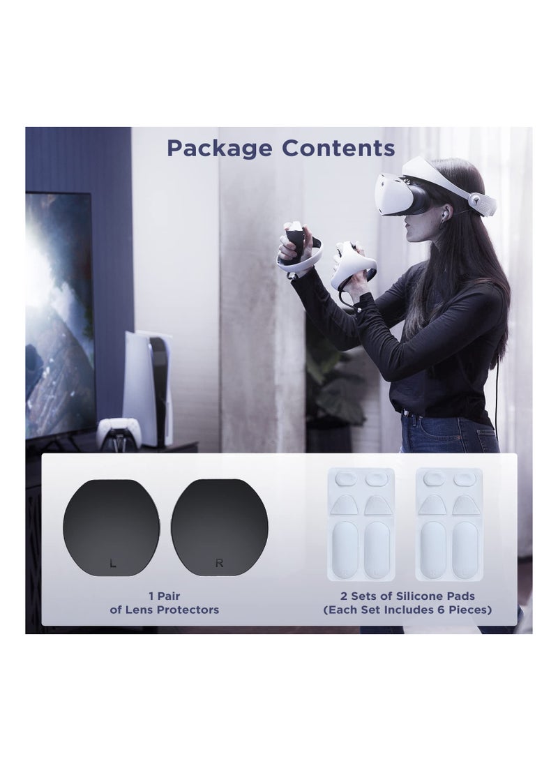 مجموعة ملحقات PS VR2 متوافقة مع بلاي ستيشن VR2، طقم وسادة سيليكون، مقابض لذراع التحكم VR2 Sense، غطاء مضاد للغبار لعدسة PS VR2، سهل التركيب، قطع دقيقة، مقاوم للعرق. - Image 4