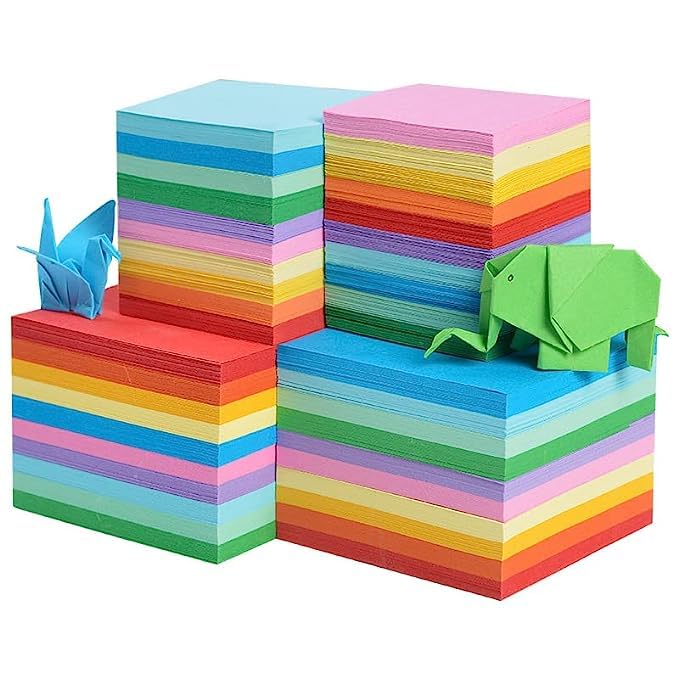 ECLET ورق أوريغامي نيون 15 سم × 15 سم عبوة من 100 ورقة (10 ورقة × 10 لون) لون فلوريسنت ملون من الجانبين للأوريغامي، والتدوين، وأعمال المشاريع. - Image 1