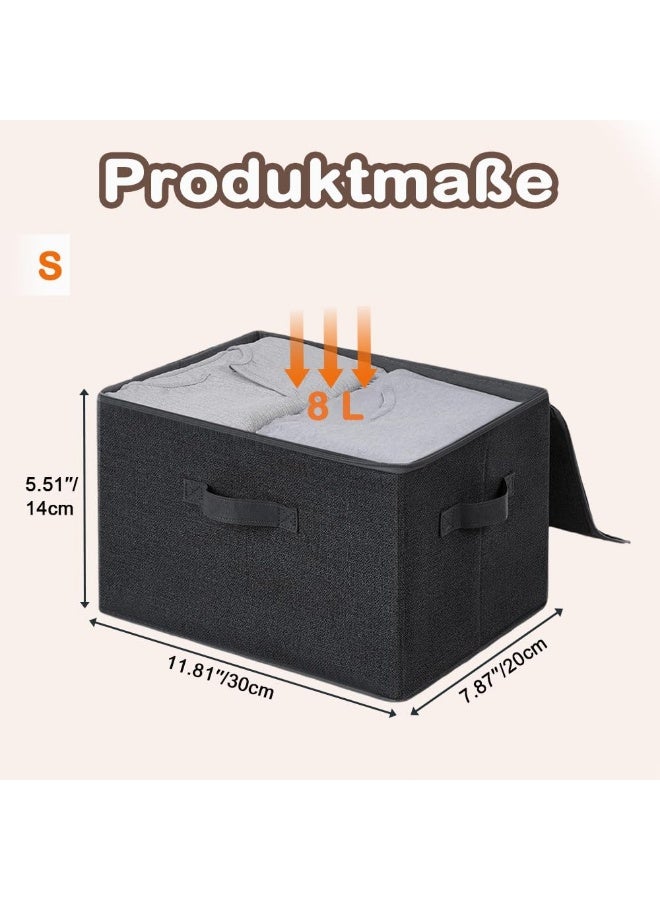 وانغبانغزي 2 قطعة صناديق تخزين مع أغطية ، منظم تخزين خزانة ملابس رمادي ، صناديق قماشية قابلة للطي بمقبض مقوى ، صندوق ملابس مع سحابات لغرف النوم ، غرفة المعيشة ، المكتب (30 × 20 × 14 سم) - Image 2