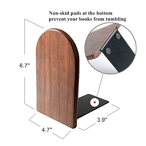 Bamber Wood Bookends, Decorative Bookends for Shelves Heavy Books, Office Book Stand, Black Walnut, H6.7 x W4.7 x L3.9 - Image 2