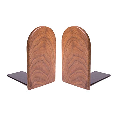 Bamber Wood Bookends, Decorative Bookends for Shelves Heavy Books, Office Book Stand, Black Walnut, H6.7 x W4.7 x L3.9 - Image 1