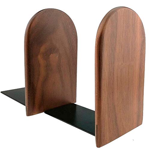 Bamber Wood Bookends, Decorative Bookends for Shelves Heavy Books, Office Book Stand, Black Walnut, H6.7 x W4.7 x L3.9 - Image 4