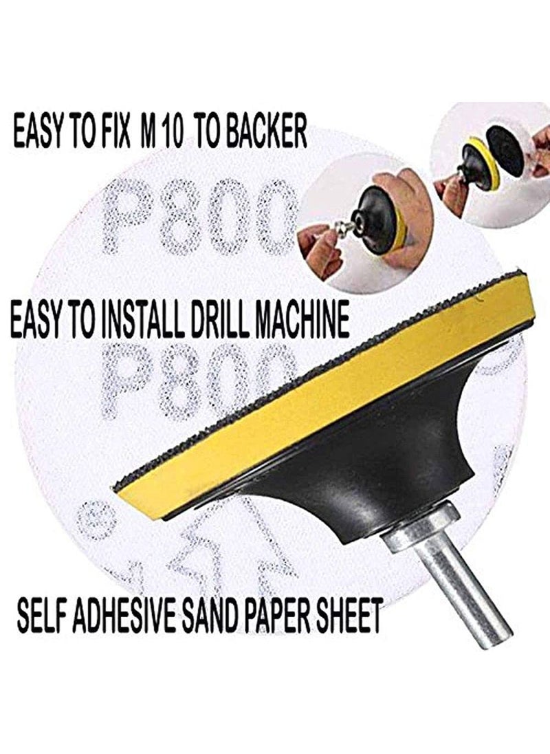 DIY Crafts Diy Crafts CT-DIY-HI-27996 Sander Sandpaper # Grit Round Self Adhesive, Backer Pad, M 10 Drill Adopter 3 Inch Combo Set, Pack of 5, 60/120/240/800/1000 Mix  - Image 4