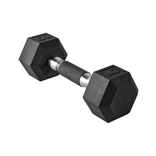 CAP Barbell 10 LB Rubber Coated Hex Dumbbell Hand Weight with Padded Grip - Single | Comfort Grip - Image 1