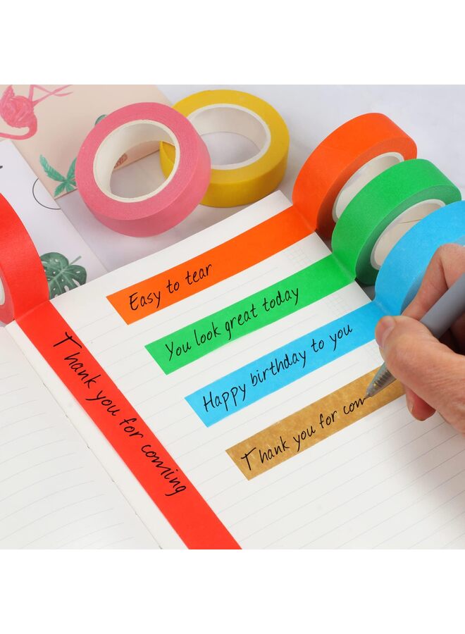 LAMAY 12 PCS Colored Masking Tape, Art Supplies, DIY Craft Tape, Colored Tape Rolls, Colored Painters Tape, 2cm x 13m - Image 3