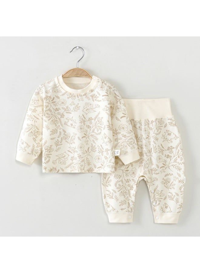 Baby High-waist Suit Spring & Fall Pure Cotton Men's Pajamas Women's Category A Bottoming Autumn Clothes And Long Pants Baby Intimates Set Warm