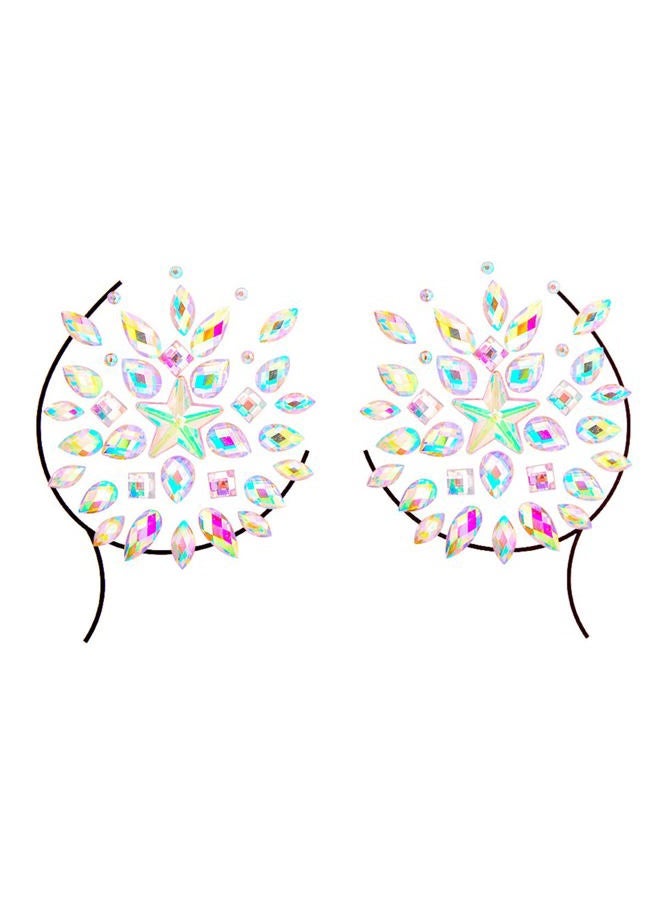 MANGOIT Temporary Tattoo Stickers Jewels Rhinestone Festival Accessories DIY Self Adhesive Crystal Body Jewelry Stickers Makeup Stick Gems Glitter Flower Chest Stickers For Women and Girls 3Pcs - Image 2
