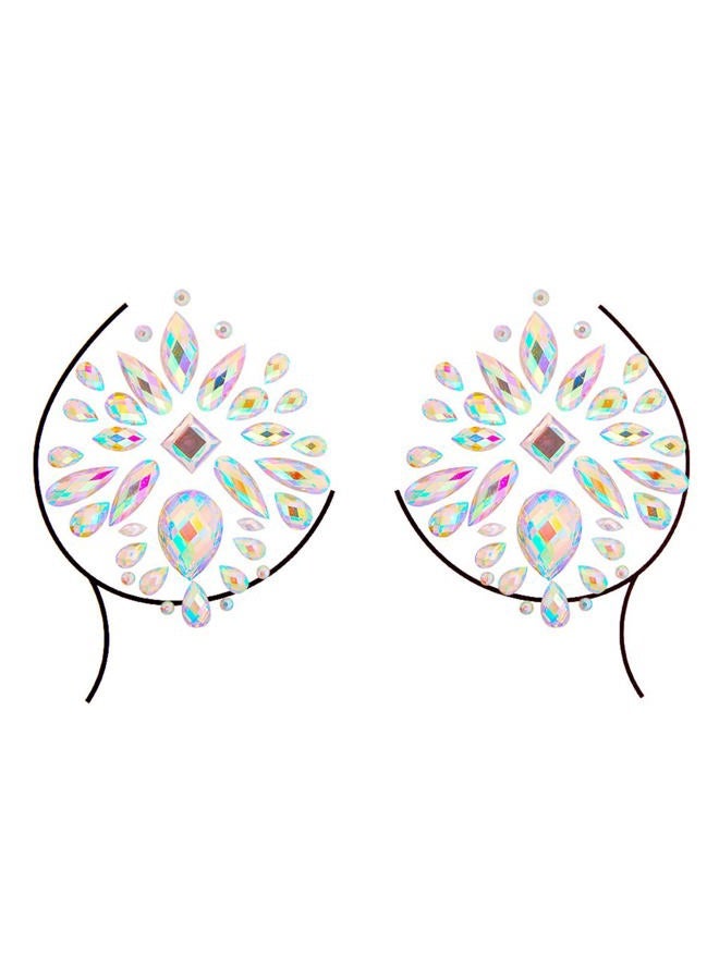 MANGOIT Temporary Tattoo Stickers Jewels Rhinestone Festival Accessories DIY Self Adhesive Crystal Body Jewelry Stickers Makeup Stick Gems Glitter Flower Chest Stickers For Women and Girls 3Pcs - Image 4