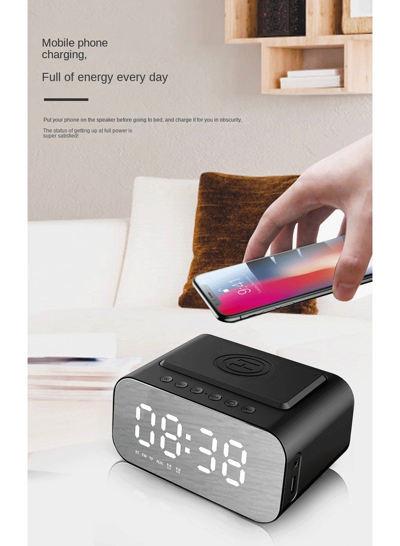 General 3 In 1 LED Alarm Clock Bluetooth Sound System Wireless Charger Black  - Image 2