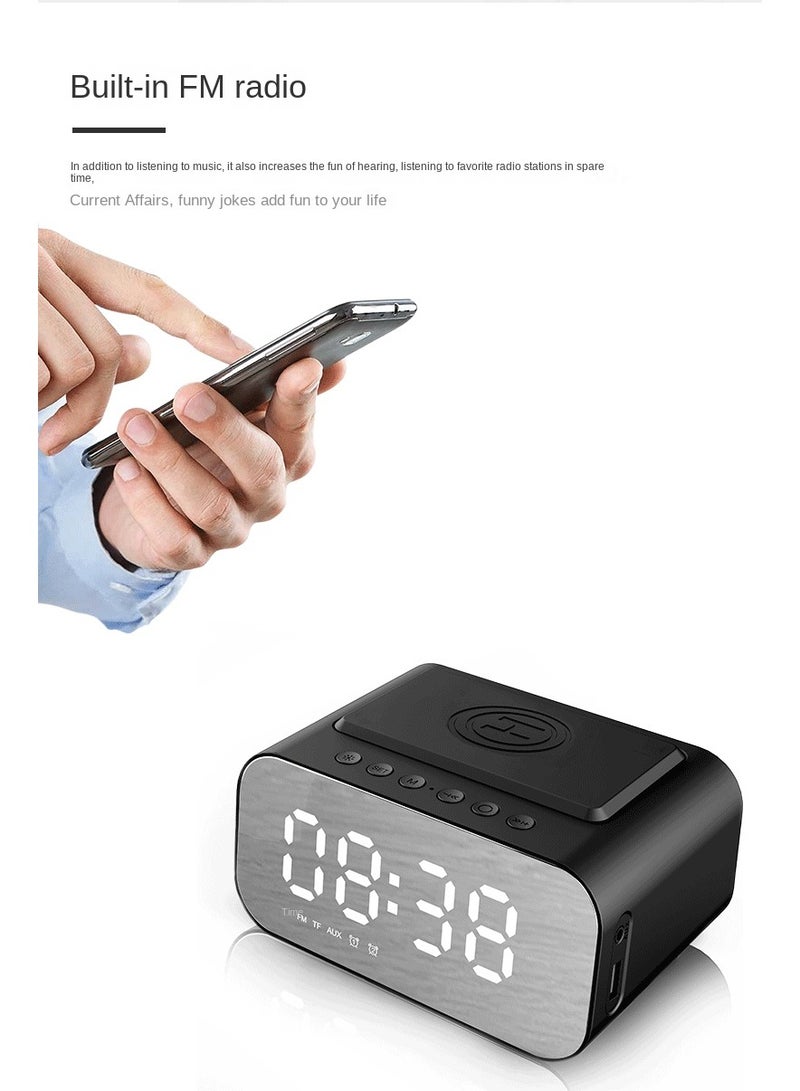 General 3 In 1 LED Alarm Clock Bluetooth Sound System Wireless Charger Black  - Image 4