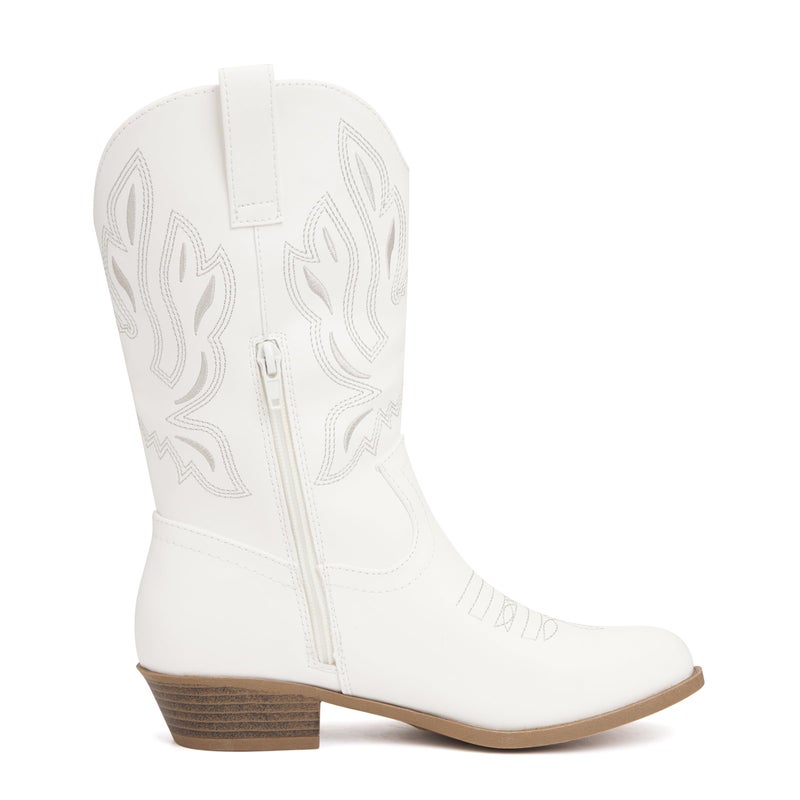 vodvob Kids Western Cowboy Boots for Girls & Boys, Round Toe Mid-Calf Cowgirl Boot with Embroidered & Side Zipper (Little Kid/Big Kid) - Image 3