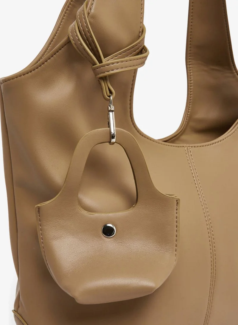Styli  Beige Hobo Shoulder Bag with Charm for Women | Best Price UAE