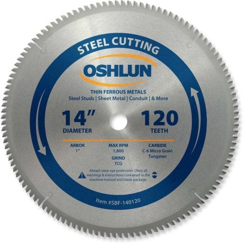 Oshlun SBF-140120 14-Inch 120 Tooth TCG Saw Blade with 1-Inch Arbor for Mild Steel and Ferrous Metals - Image 2