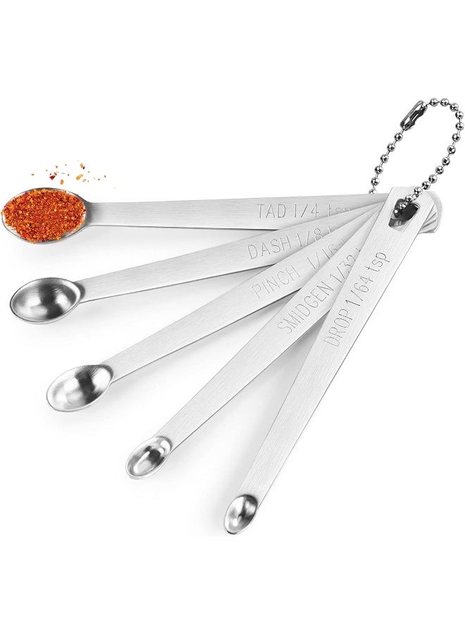 Esie Houzie 5 Pcs Mini Measuring Spoons Set, Stainless Steel Small Measuring Spoons Tad 1/4 tsp, Dash 1/8 tsp, Pinch 1/16 tsp, Smidgen 1/32 tsp, Drop 1/64 tsp for Home Kitchen Baking Cooking Gifts  - Image 1