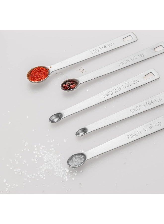 Esie Houzie 5 Pcs Mini Measuring Spoons Set, Stainless Steel Small Measuring Spoons Tad 1/4 tsp, Dash 1/8 tsp, Pinch 1/16 tsp, Smidgen 1/32 tsp, Drop 1/64 tsp for Home Kitchen Baking Cooking Gifts  - Image 3