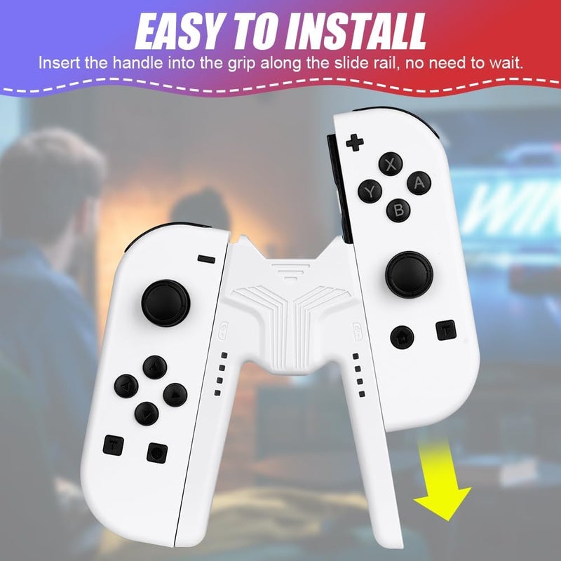 OFFCUP Charger Compatible with Joy Con for Nintendo Switch and OLED Model, Charging Grip Handle, Comfort V-Shaped Game Controller with LED Indicator, USB Type-C, White - Image 4