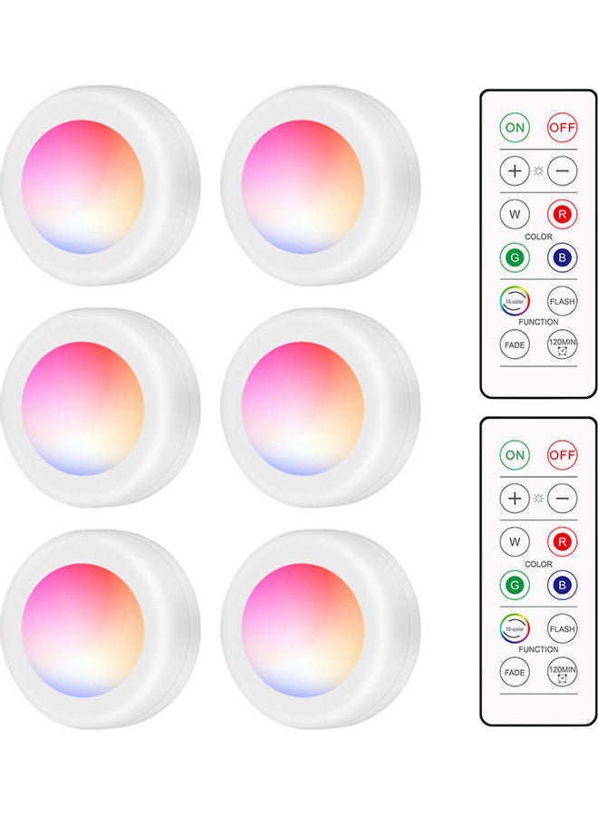 NIBEMINENT 6-LED Puck Lights With 2 Remote Controls Multicolour - Image 1