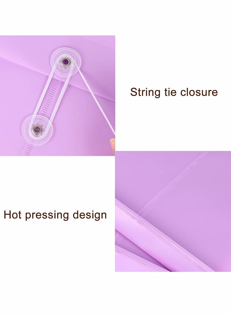SYOSI - A4 Folder, Plastic Expandable Envelope Document Bag with String Tie Closure , Large Capacity Information Bag for Home Office School 8pcs, 4 Colors - Image 1