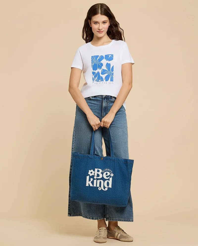 R&B Printed T-Shirt with Crew Neck and Short Sleeves