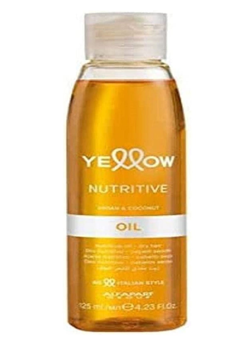 Yellow nutritive oil with argan and coconut for moisturizing and nourishing dry hair 125ml - Image 1