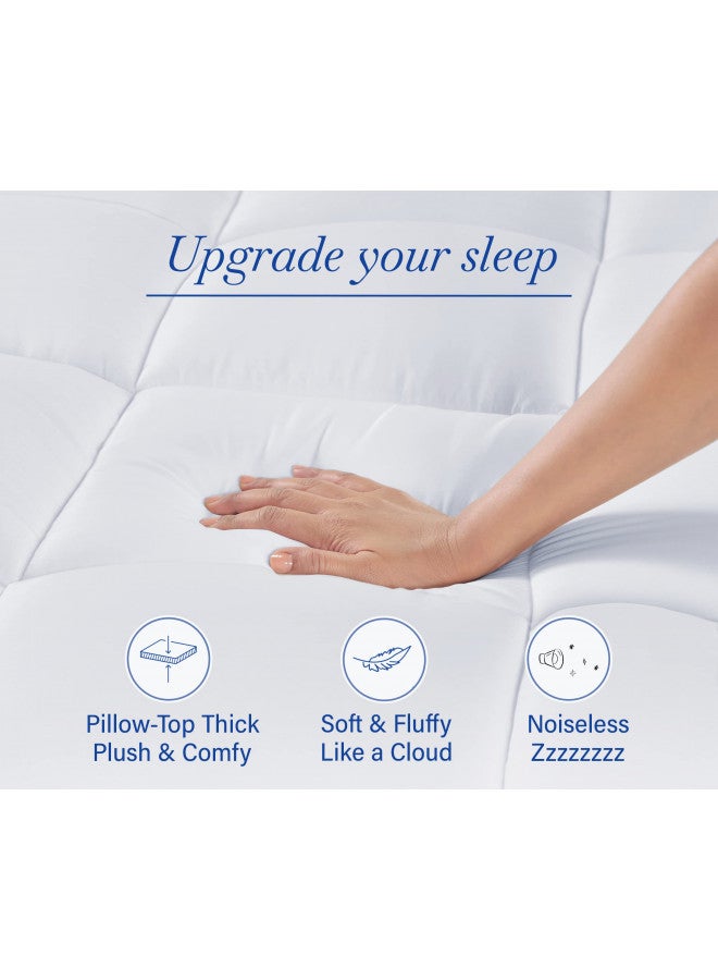 California Design Den California Design Den Extra Thick Full Size Bed Mattress Topper, Plush Full Size Pillow top Mattress Topper for Bed, Very Thick Mattress Pad Cover  - Image 2
