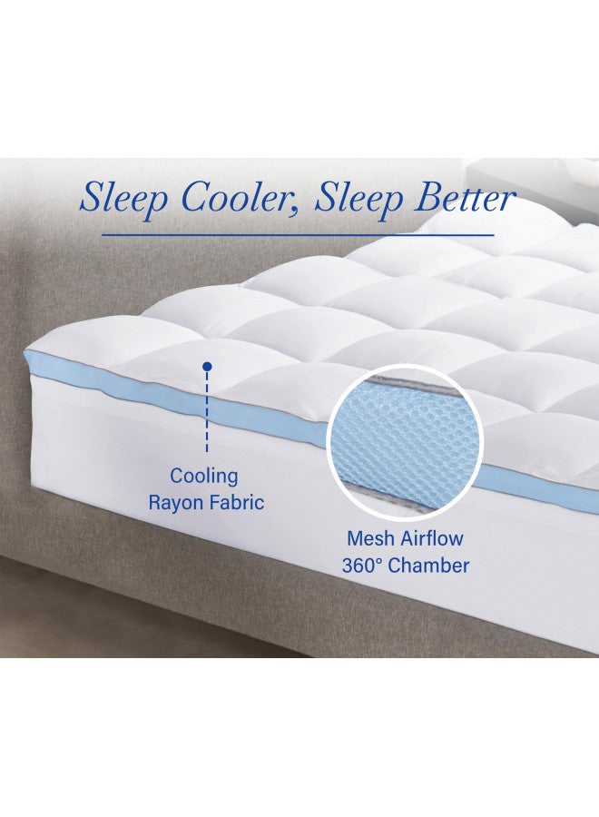 California Design Den California Design Den Extra Thick Full Size Bed Mattress Topper, Plush Full Size Pillow top Mattress Topper for Bed, Very Thick Mattress Pad Cover  - Image 5