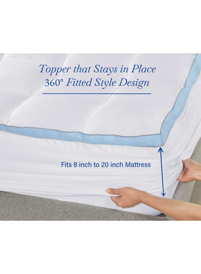 California Design Den California Design Den Extra Thick Full Size Bed Mattress Topper, Plush Full Size Pillow top Mattress Topper for Bed, Very Thick Mattress Pad Cover  - Image 4