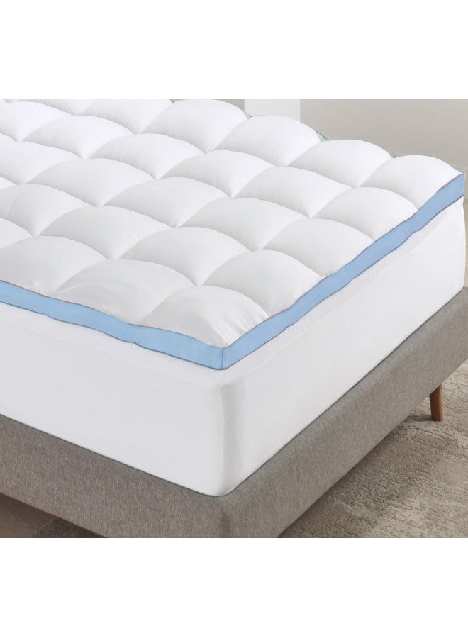 California Design Den California Design Den Extra Thick Full Size Bed Mattress Topper, Plush Full Size Pillow top Mattress Topper for Bed, Very Thick Mattress Pad Cover  - Image 1