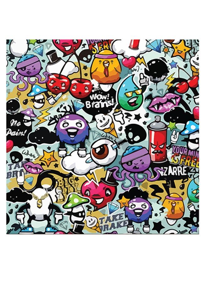RYN Grafitti Themed Wall Art Black/White/Red 30x30cm - Image 1