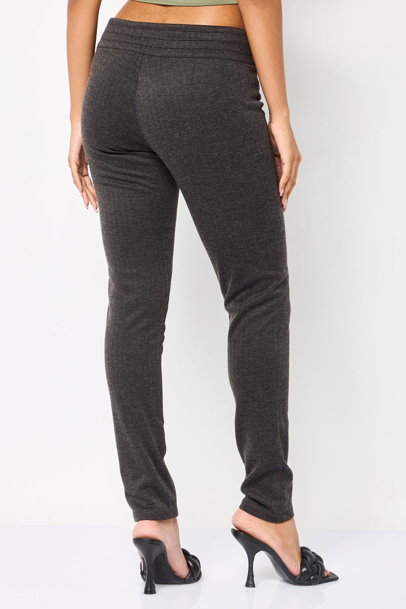 Harmont & Blaine Women Skinny Fit Textured Straight Pants,  Taupe - Image 4