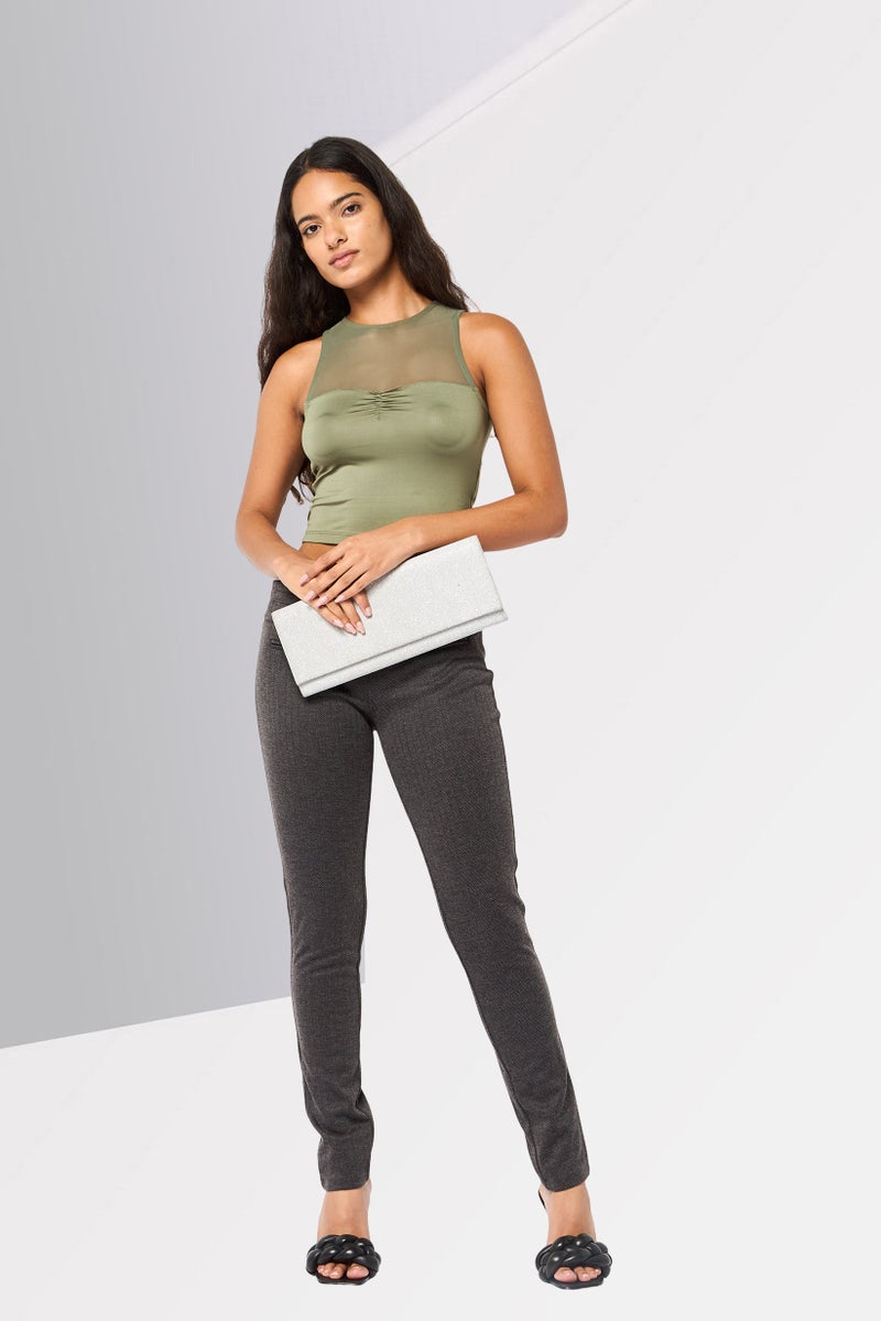 Harmont & Blaine Women Skinny Fit Textured Straight Pants,  Taupe - Image 2