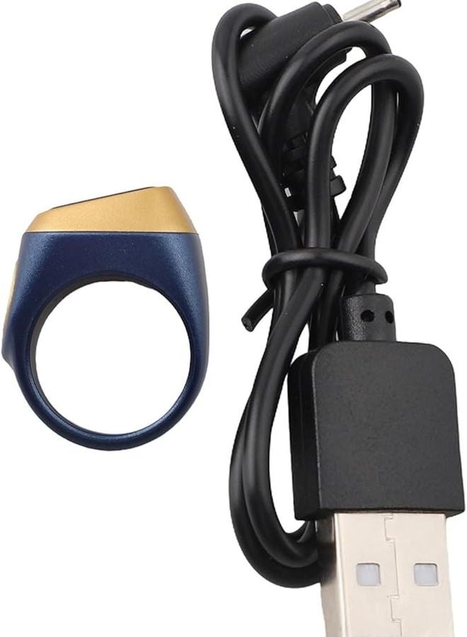 خاتم ذكي بشاشة مقاوم للماء عداد تسابيح رقمي تذكير بوقت الصلاة بالاهتزاز 20 ملم أزرق - Image 3