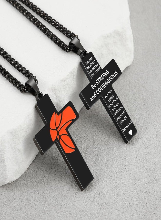 Keniot Basketball Cross Necklace for Men, Bible Verse Pendant Gifts for Birthday Christmas, Baptism Christian Religious Basketball Accessories Stuff Gifts - Image 3