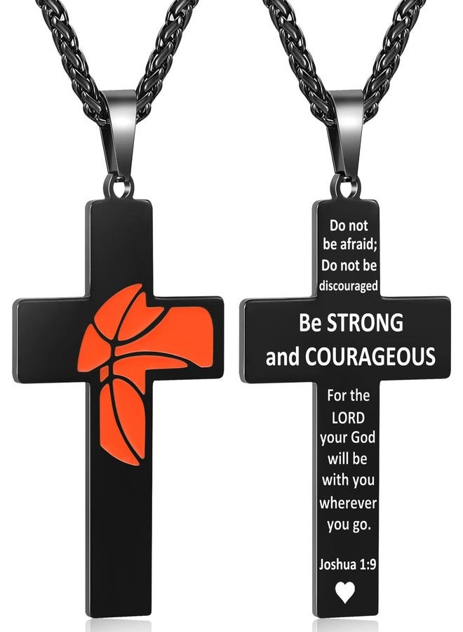 Keniot Basketball Cross Necklace for Men, Bible Verse Pendant Gifts for Birthday Christmas, Baptism Christian Religious Basketball Accessories Stuff Gifts - Image 1
